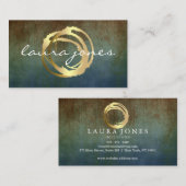 Carte de visite Faux Gold Peint Cercle Designer (Devant / Derrière)