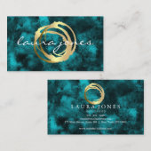 Carte de visite Faux Gold Peint Cercle Designer (Devant / Derrière)