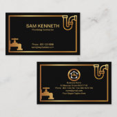 Carte De Visite Faux Gold Plumbing Icons Creative Gold Border (Devant / Derrière)