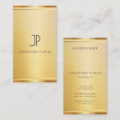 Carte De Visite Faux Gold Premium Linen Vertical Modèle Luxe (Devant / Derrière)