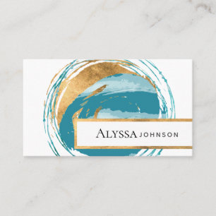 Carte De Visite Faux Gold Seal Blue Green Earth Globe