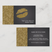 Carte De Visite Faux Gold Sequin Sparkle Glamor Chic Lips Beauté (Devant / Derrière)
