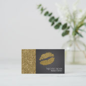 Carte De Visite Faux Gold Sequin Sparkle Glamor Chic Lips Beauté (Debout devant)