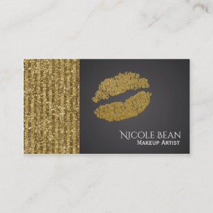 Carte De Visite Faux Gold Sequin Sparkle Glamor Chic Lips Beauté