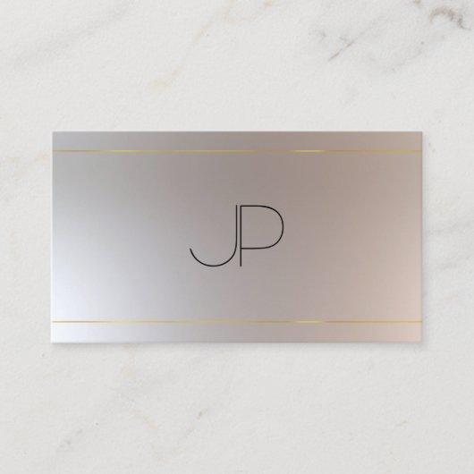 Carte De Visite Faux Gold Silver Moderne Monogram Professional (Devant)