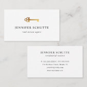 Carte De Visite Faux Gold Skeleton Key Modern High End Real (Devant / Derrière)