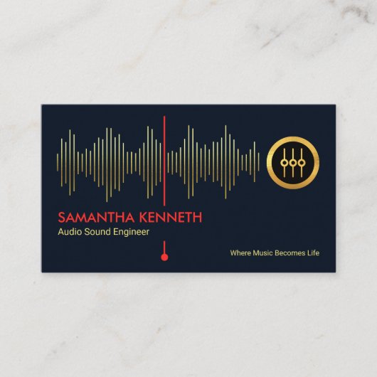 Carte De Visite Faux Gold Sound Frequency Studio Engineer DJ (Devant)