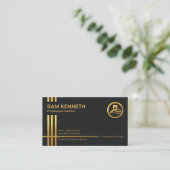 Carte De Visite Faux Gold Stripes Dark Blue Professional Chauffeur (Debout devant)