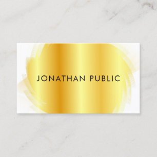 Carte De Visite Faux Gold White Moderne Élégant minimaliste Mod