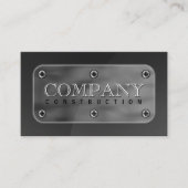 Carte De Visite Faux gris foncé en acier Plaque et vis métalliques (Devant)