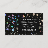 Carte De Visite Faux Holographic Rainbow Stars Professional Black (Dos)