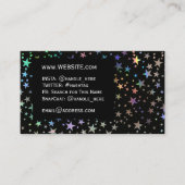 Carte De Visite Faux Holographic Rainbow Stars Professional Black (Devant)