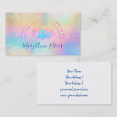 Carte De Visite FAUX holographique arc-en-ciel couleurs lotus logo (Devant / Derrière)