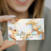 Carte De Visite Faux Holographique Iridescente Opal Cristal Créati