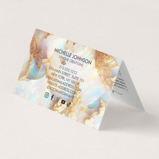 Carte De Visite Faux Holographique Iridescente Opal Cristal Créati (Dos)