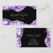 Carte De Visite faux holographique iridescente opal pierre élégant (Devant / Derrière)