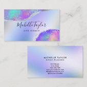 Carte De Visite faux holographique iridescente opal pierre élégant (Devant / Derrière)