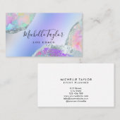 Carte De Visite faux holographique iridescente opal pierre élégant (Devant / Derrière)