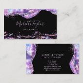 Carte De Visite faux holographique iridescente opal pierre élégant (Devant / Derrière)