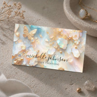 Faux Holographique Opal Moonstone Gold Butterfly