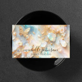 Carte De Visite Faux Holographique Opal Moonstone Gold Butterfly