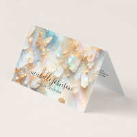 Faux Holographique Opal Moonstone Gold Butterfly