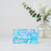 Carte De Visite FAUX holographique opal rose turquoise (Debout devant)