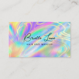 Carte De Visite Faux Holographique Rainbow Gold Marble tendance