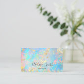 Carte De Visite FAUX holographique texture opale en pierre (Debout devant)