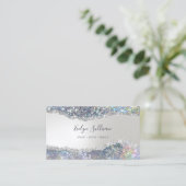 Carte De Visite Faux iridescente argent feuille parties scintillan (Debout devant)