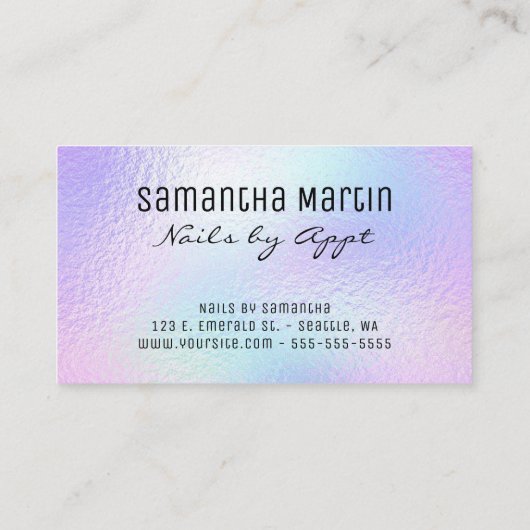 Carte De Visite Faux Iridescente Foil et Parties scintillant Brush (Dos)