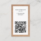 Carte De Visite Faux Kraft Blanc QR Code Barber Poteau Salon (Dos)