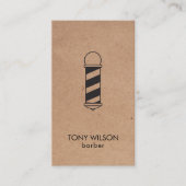 Carte De Visite Faux Kraft Blanc QR Code Barber Poteau Salon (Devant)