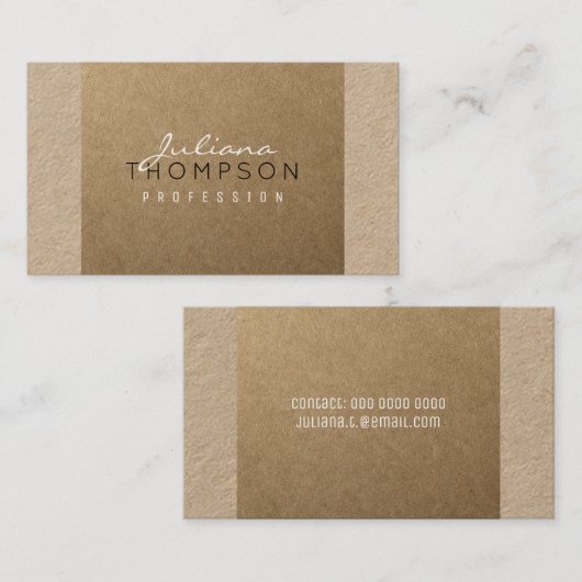 Carte De Visite faux kraft rustique sur kraft véritable (Devant / Derrière)