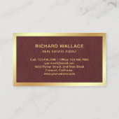Carte De Visite Faux Leather Gold Foil Home Logo Agent immobilier (Dos)