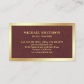 Carte De Visite Faux Leather Music Enseignant Drummer Gold Drummer (Dos)