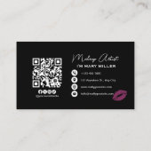 Carte De Visite Faux Levres Pailletées Rose Code QR Maquilleuse (Dos)