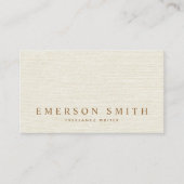 Carte De Visite Faux lin couleur crème classique tendance minimali (Devant)