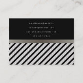 Carte De Visite Faux Linen Black Stripes Pois (Dos)