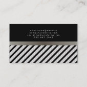Carte De Visite Faux Linen Black Stripes Pois (Dos)