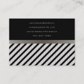 Carte De Visite Faux Linen Black Stripes Pois (Dos)