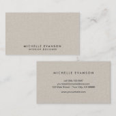 Carte De Visite Faux Linge Beige Élégant Luxe Professionnel (Devant / Derrière)