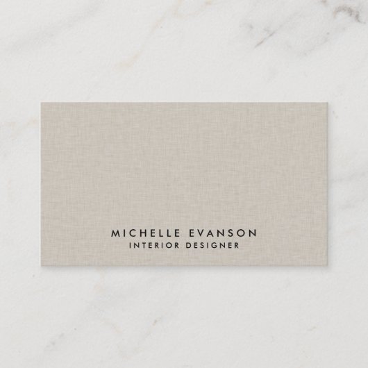 Carte De Visite Faux Linge Beige Élégant Luxe Professionnel (Devant)