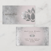 Carte De Visite faux lotus en feuille d'argent gris (Devant / Derrière)