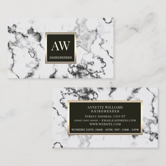 Carte De Visite Faux marbre blanc pierre texture de surface (Devant / Derrière)