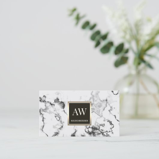 Carte De Visite Faux marbre blanc pierre texture de surface (Debout devant)