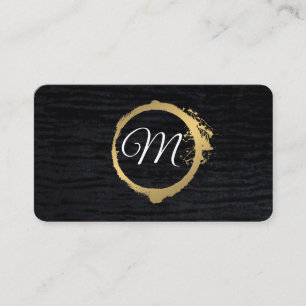 Carte De Visite Faux Metallic Gold Velvet Noir avec Monogramme
