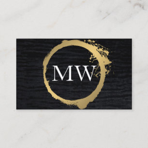 Carte De Visite Faux Metallic Gold Velvet Noir avec Monogramme