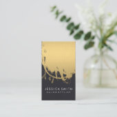 Carte De Visite Faux Métallic Or Brossé Cuir Impression (Debout devant)