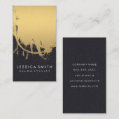 Carte De Visite Faux Métallic Or Brossé Cuir Impression (Devant / Derrière)